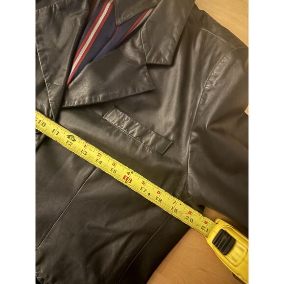 VTG Tommy Hilfiger Leather Blazer Jacket Black 12 - Picture 3 of 5